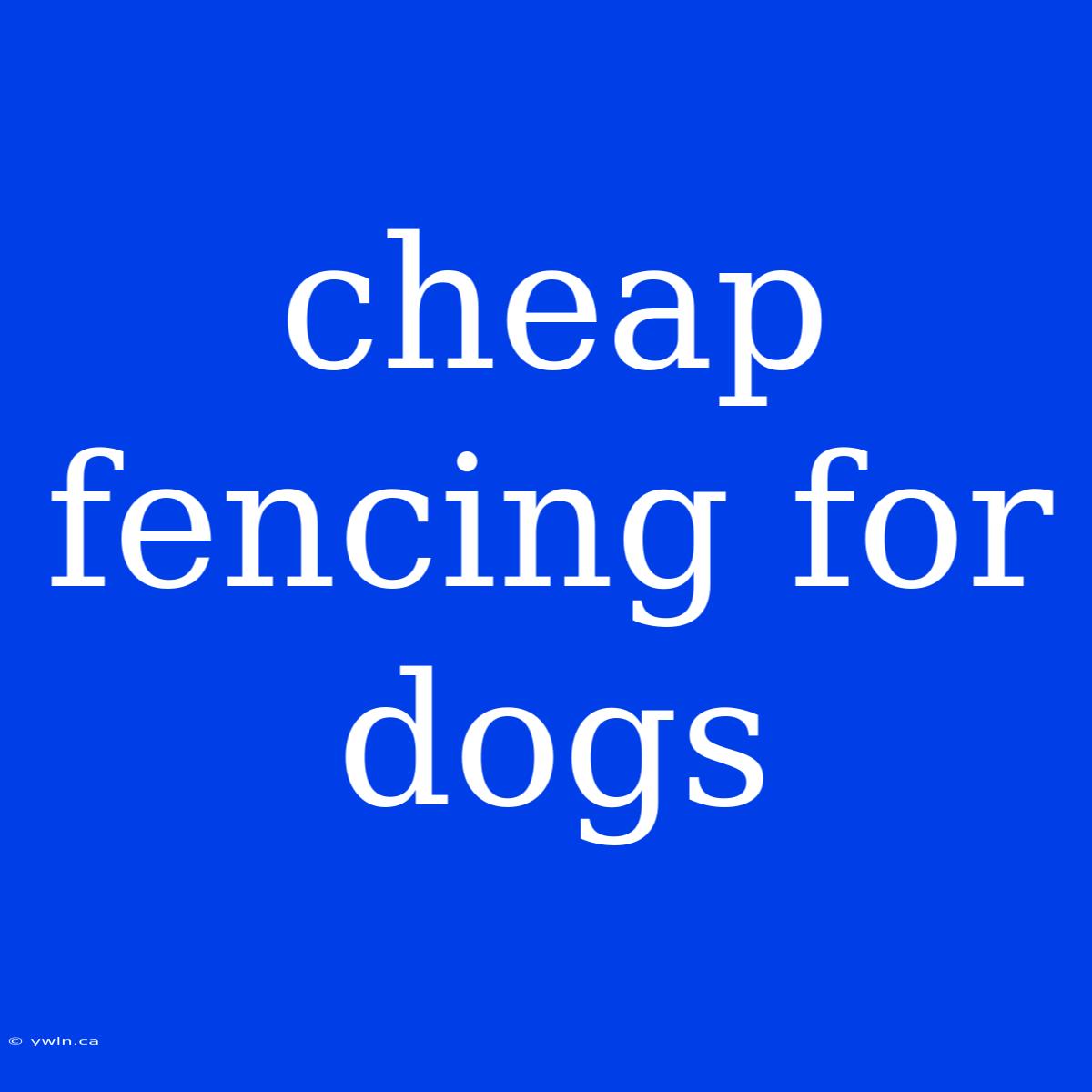 Cheap Fencing For Dogs