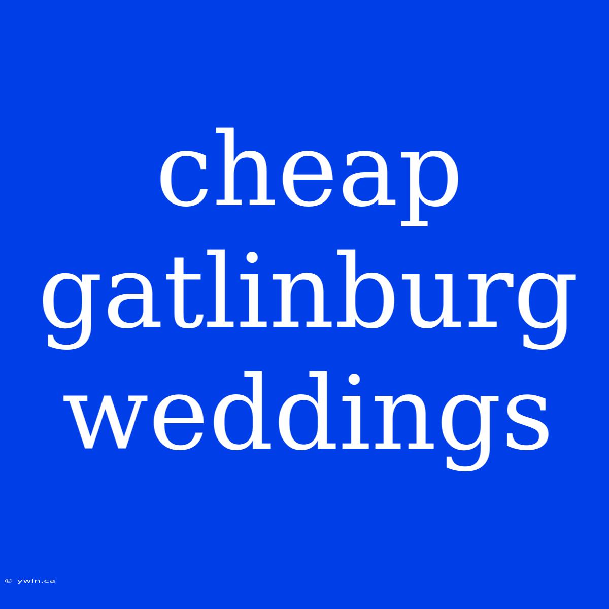 Cheap Gatlinburg Weddings