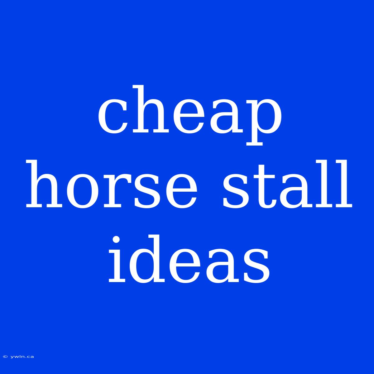 Cheap Horse Stall Ideas