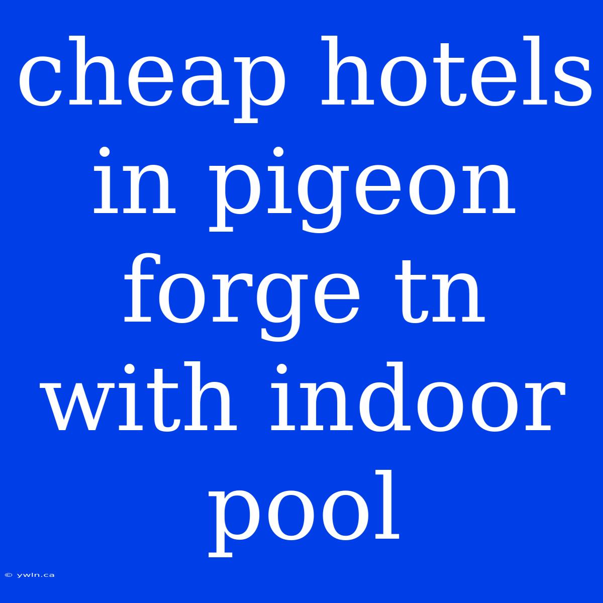 Cheap Hotels In Pigeon Forge Tn With Indoor Pool