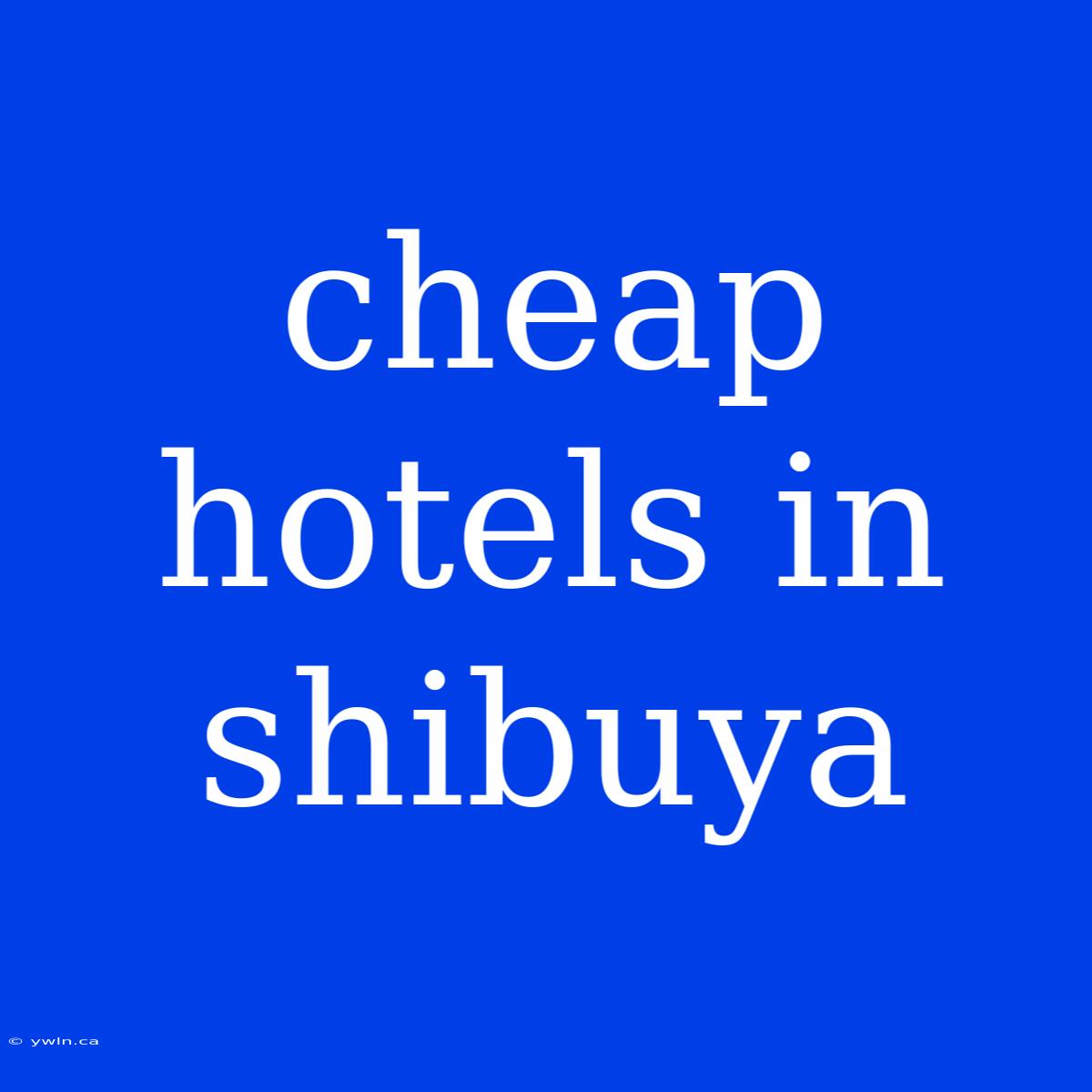 Cheap Hotels In Shibuya