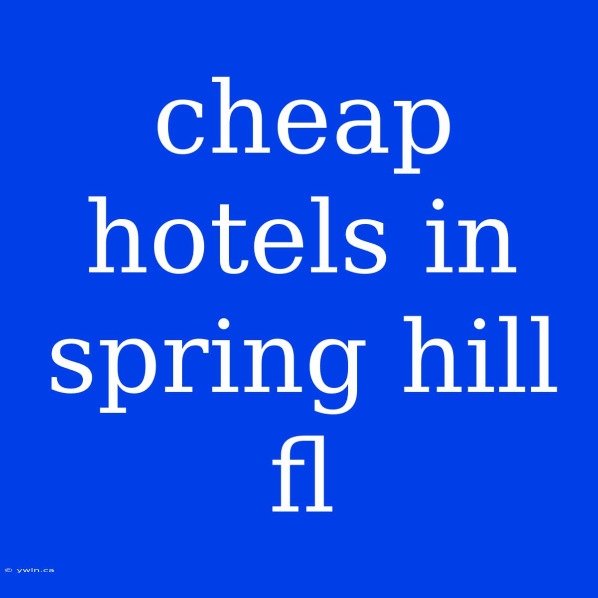 Cheap Hotels In Spring Hill Fl