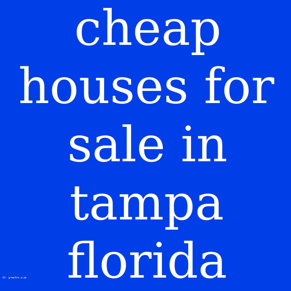 Cheap Houses For Sale In Tampa Florida