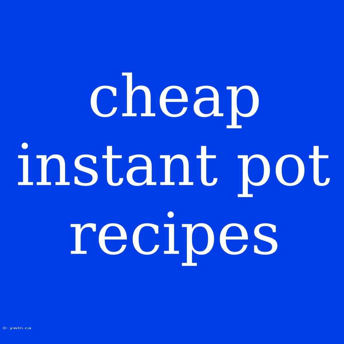 Cheap Instant Pot Recipes