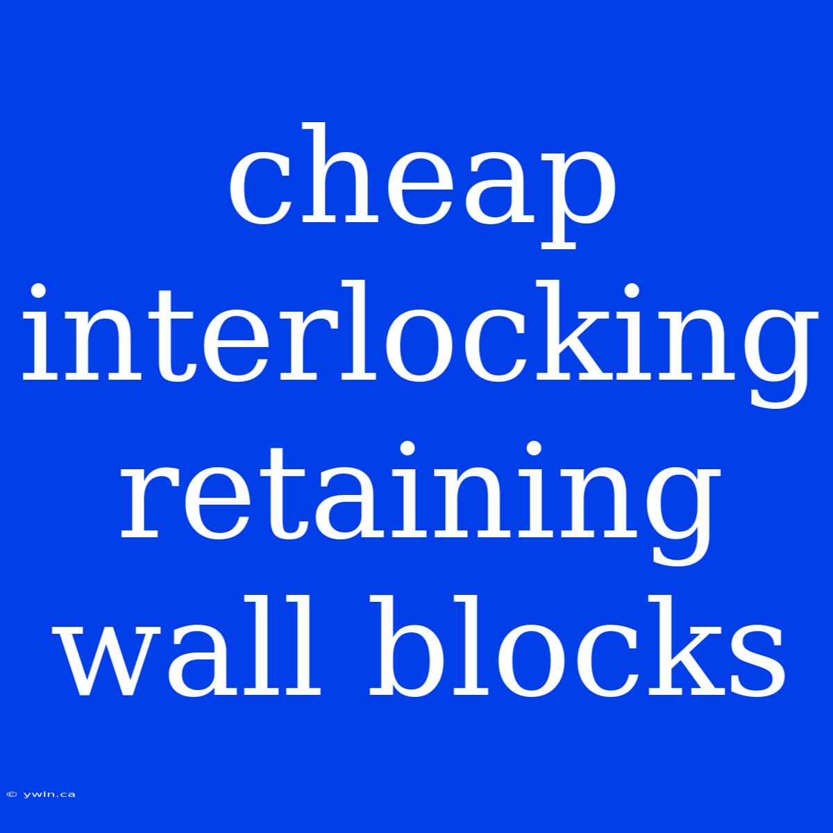 Cheap Interlocking Retaining Wall Blocks