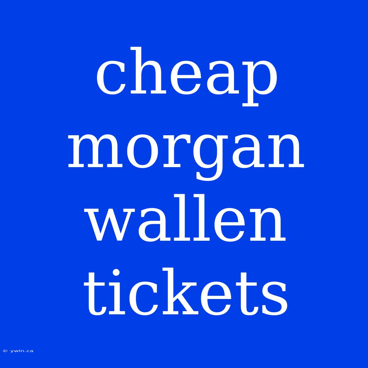 Cheap Morgan Wallen Tickets