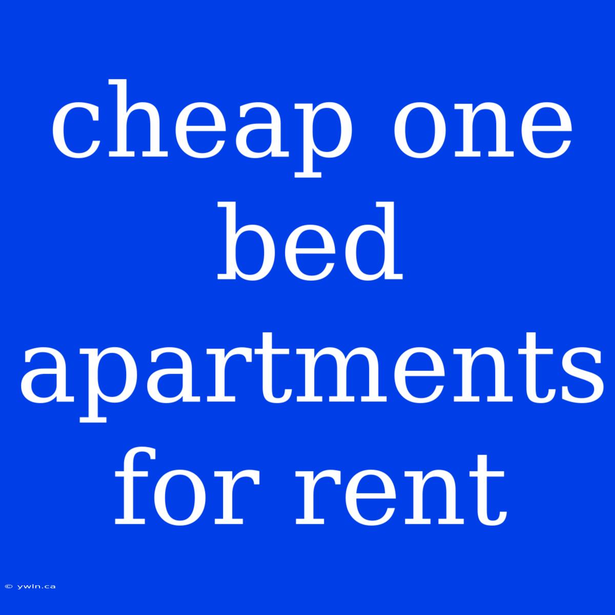 Cheap One Bed Apartments For Rent