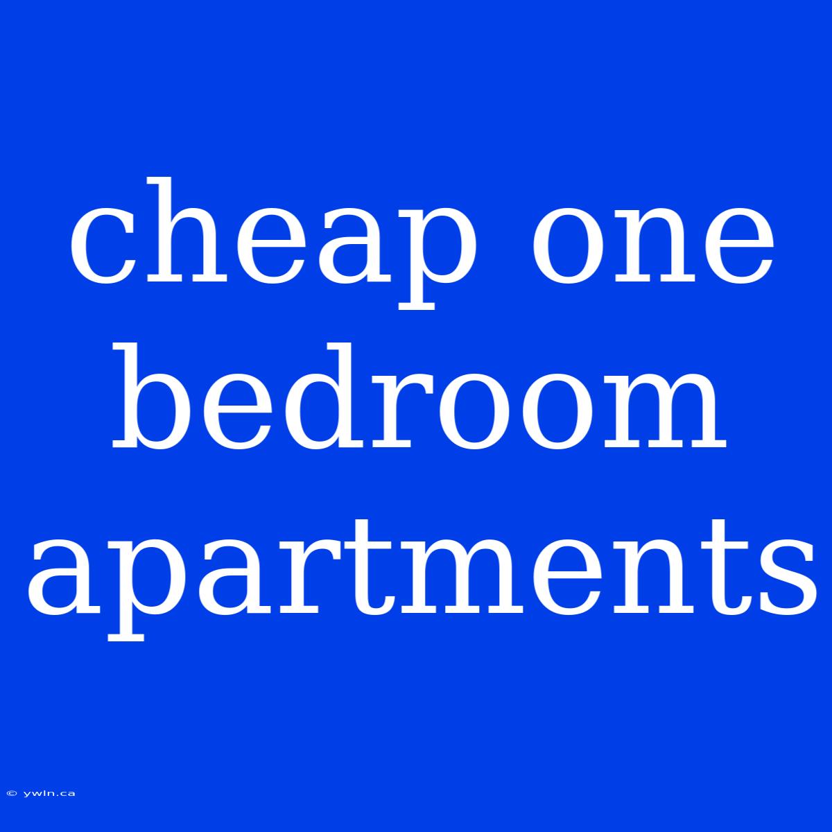 Cheap One Bedroom Apartments