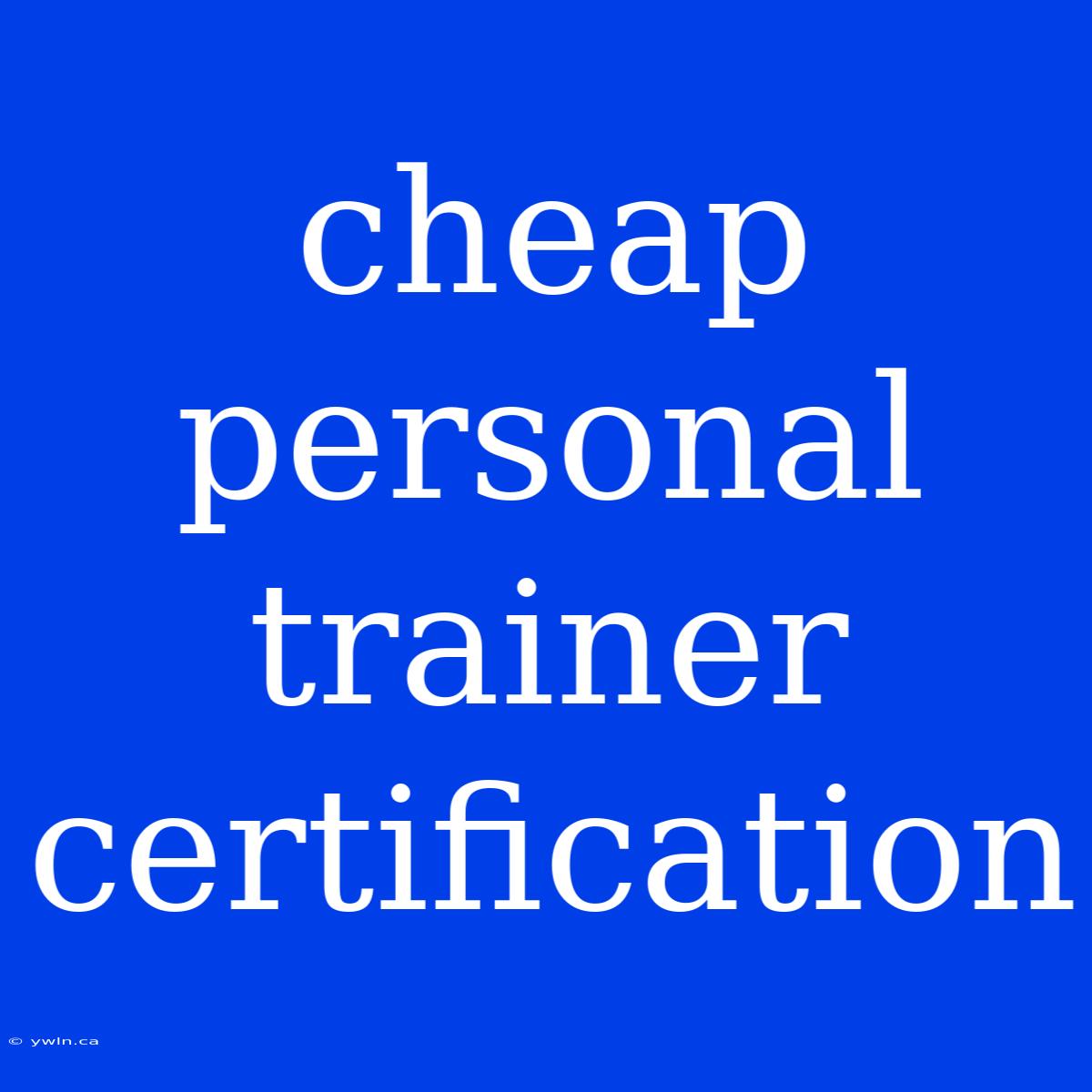 Cheap Personal Trainer Certification