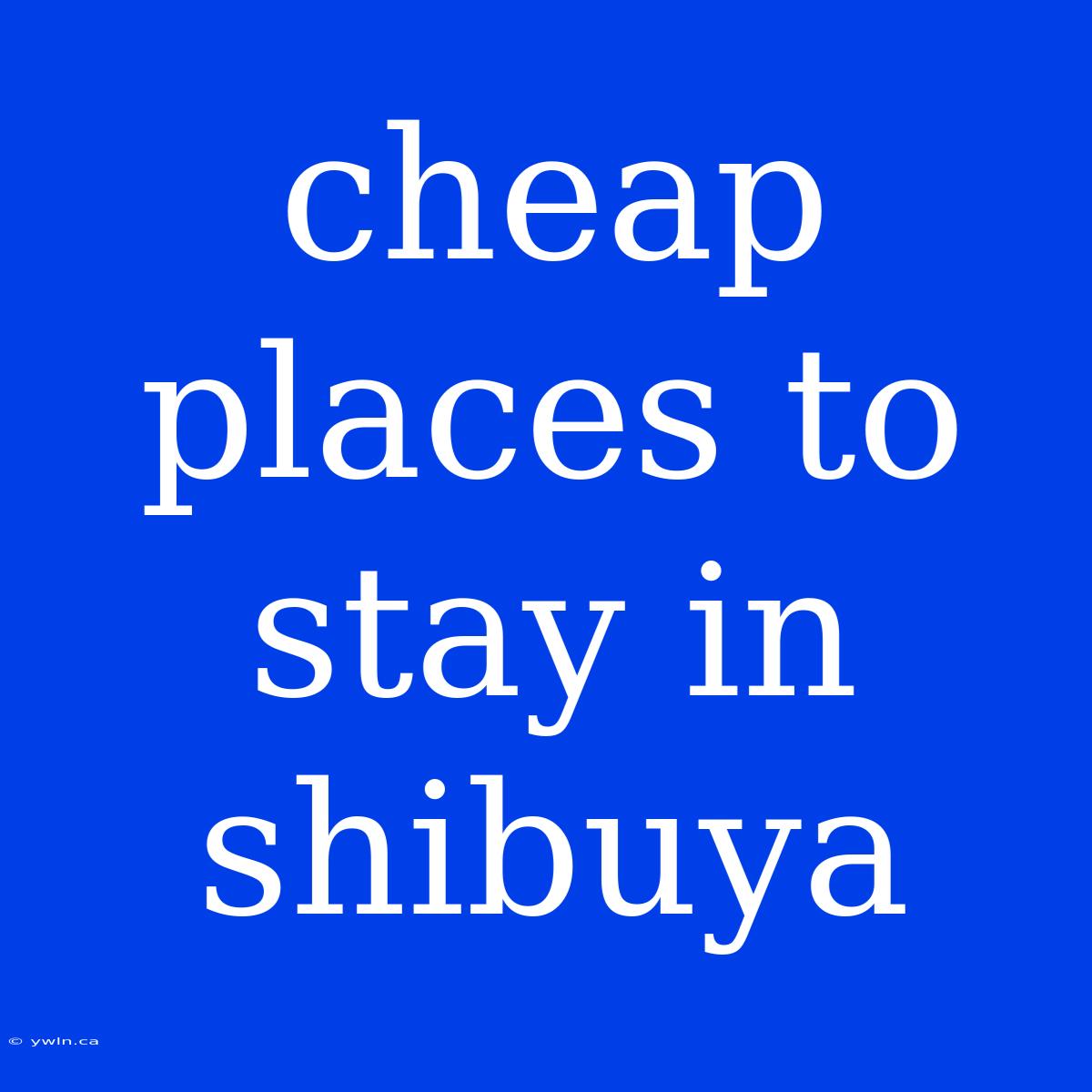 Cheap Places To Stay In Shibuya