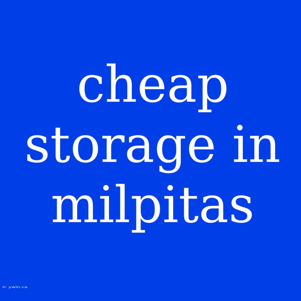 Cheap Storage In Milpitas