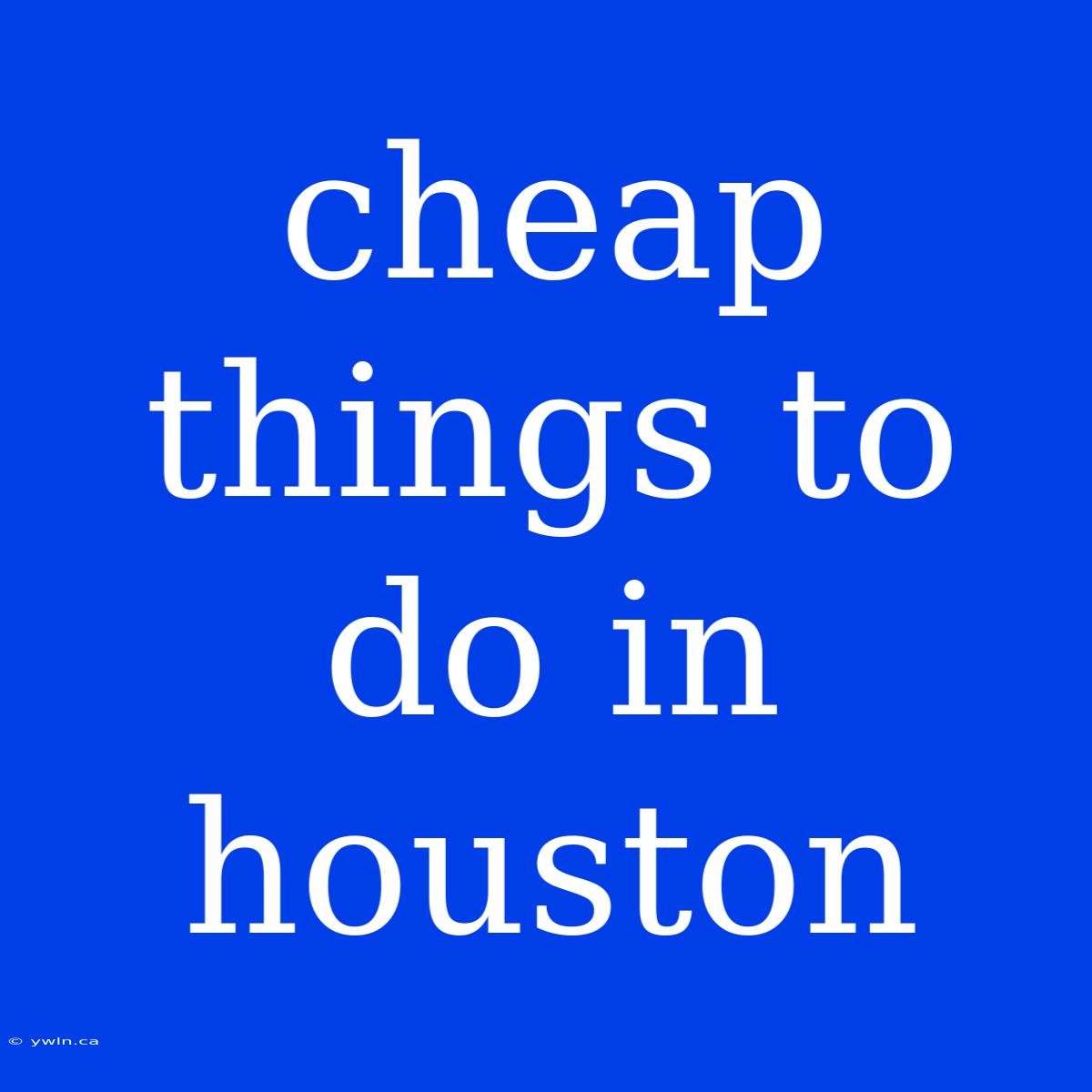 Cheap Things To Do In Houston