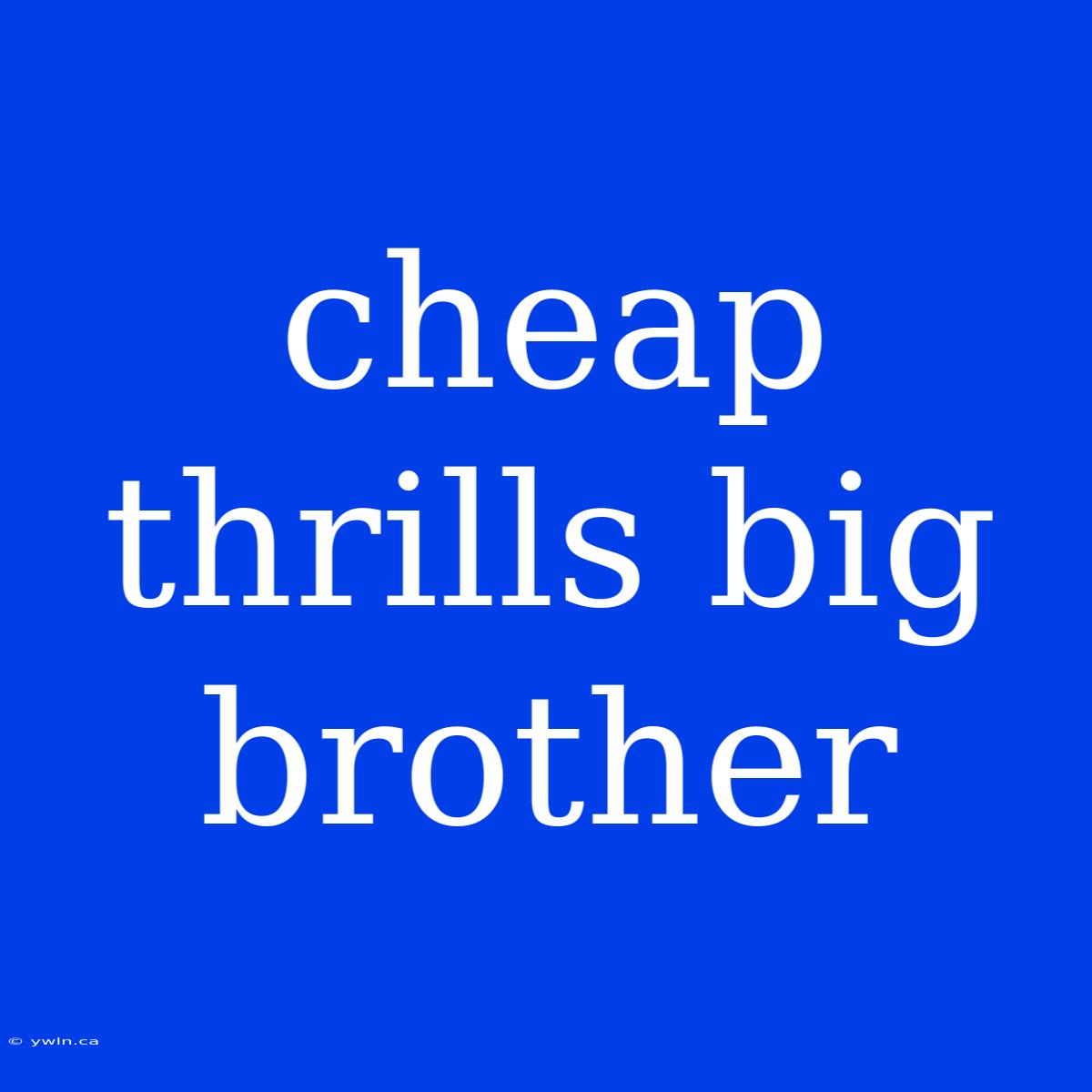 Cheap Thrills Big Brother