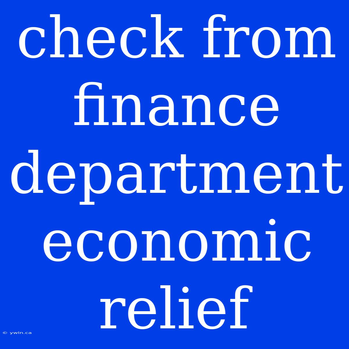 Check From Finance Department Economic Relief