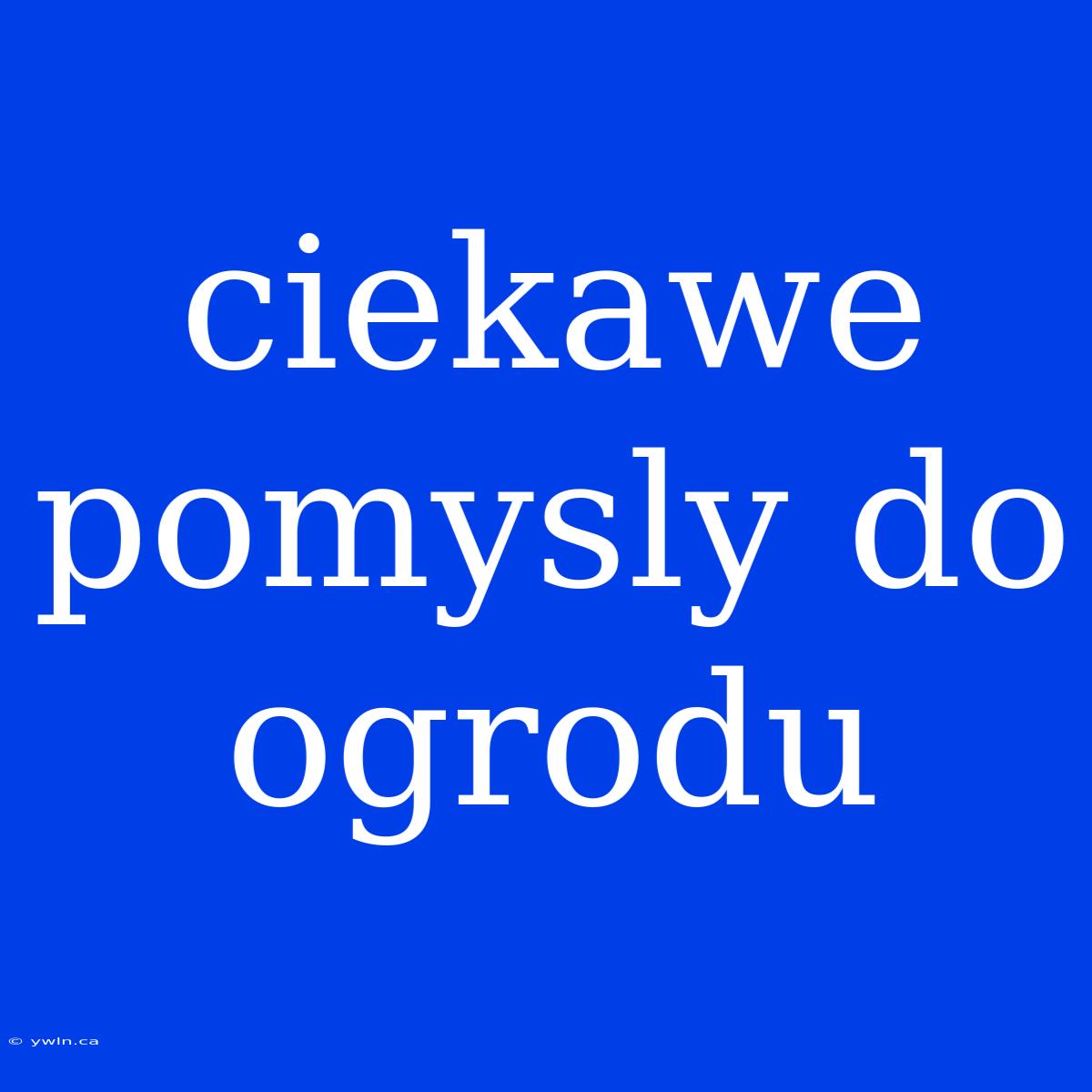 Ciekawe Pomysly Do Ogrodu