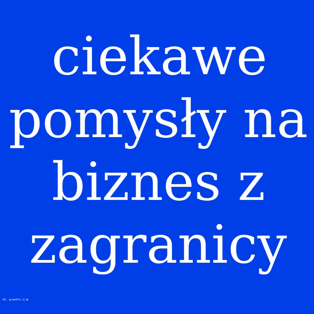 Ciekawe Pomysły Na Biznes Z Zagranicy