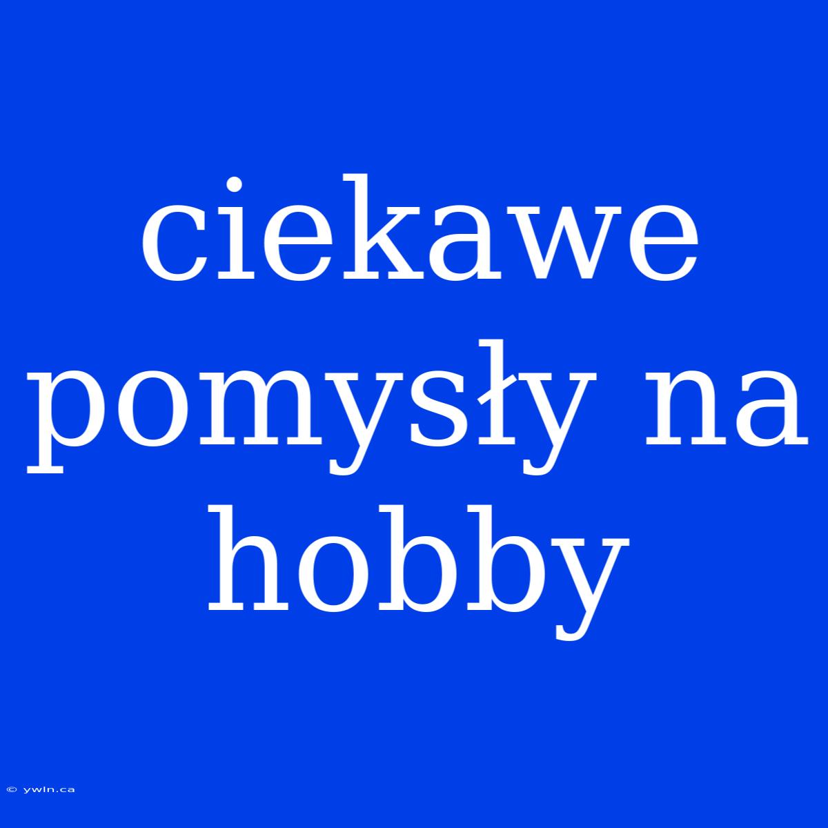 Ciekawe Pomysły Na Hobby