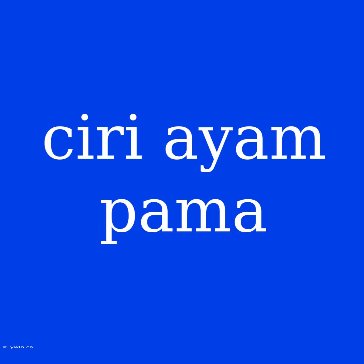 Ciri Ayam Pama