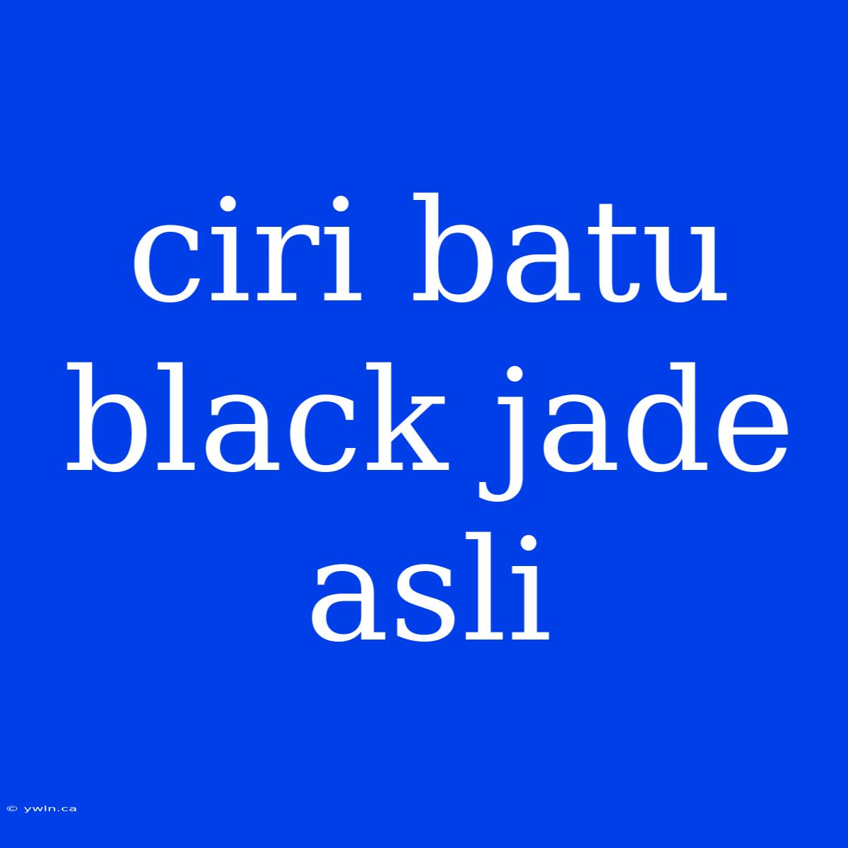 Ciri Batu Black Jade Asli