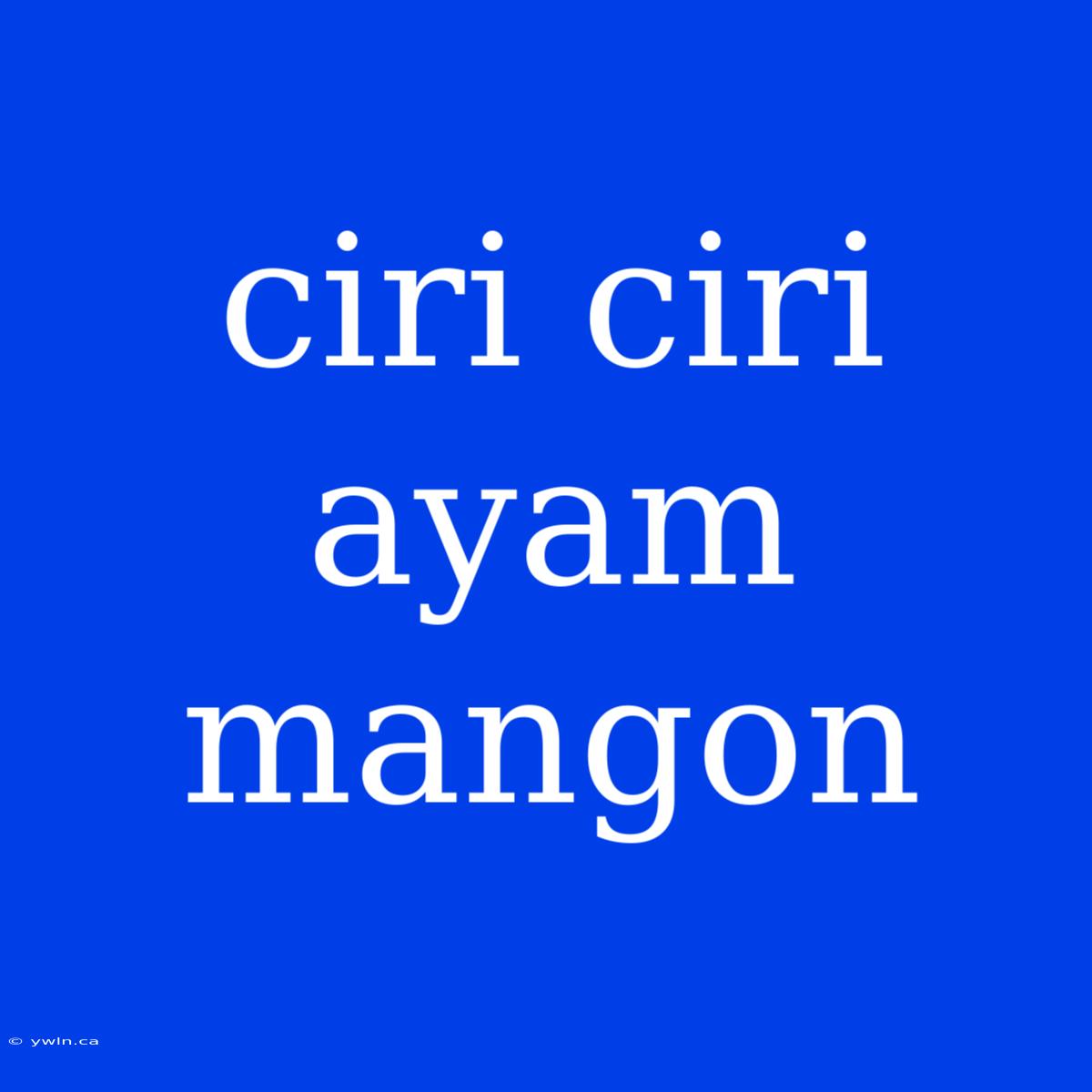 Ciri Ciri Ayam Mangon