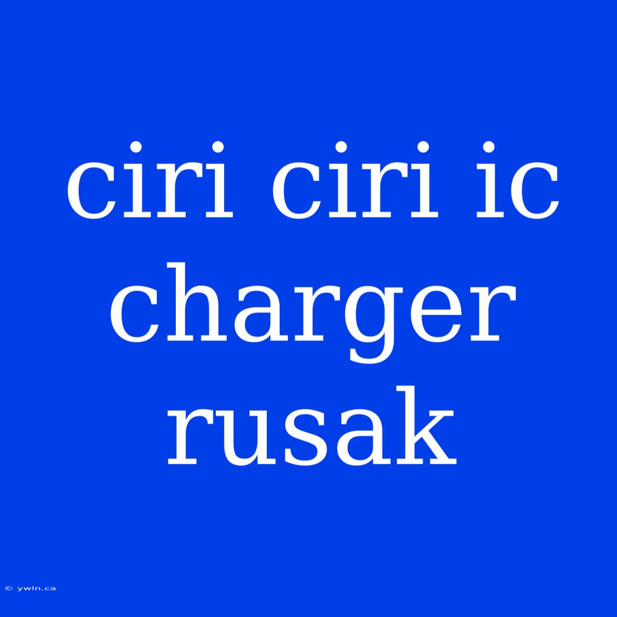 Ciri Ciri Ic Charger Rusak