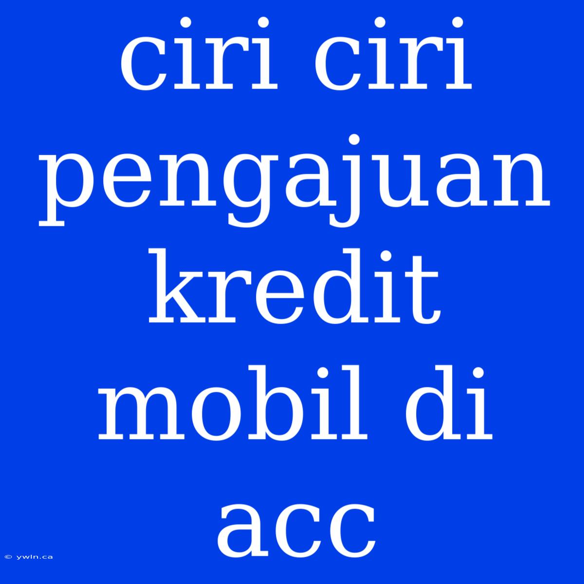 Ciri Ciri Pengajuan Kredit Mobil Di Acc