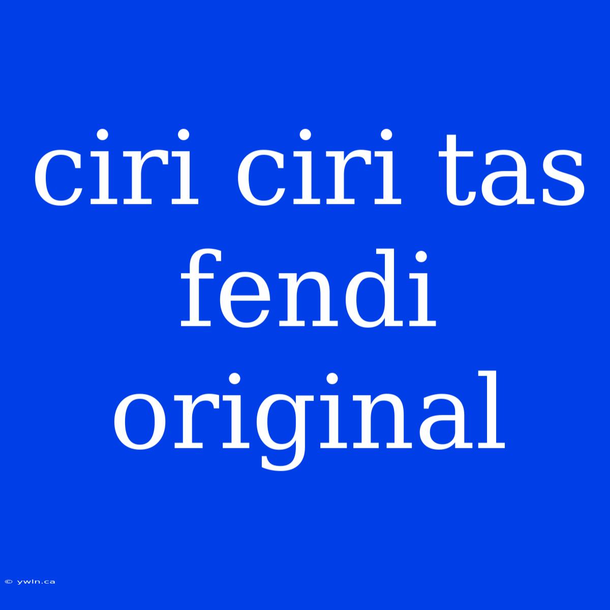 Ciri Ciri Tas Fendi Original