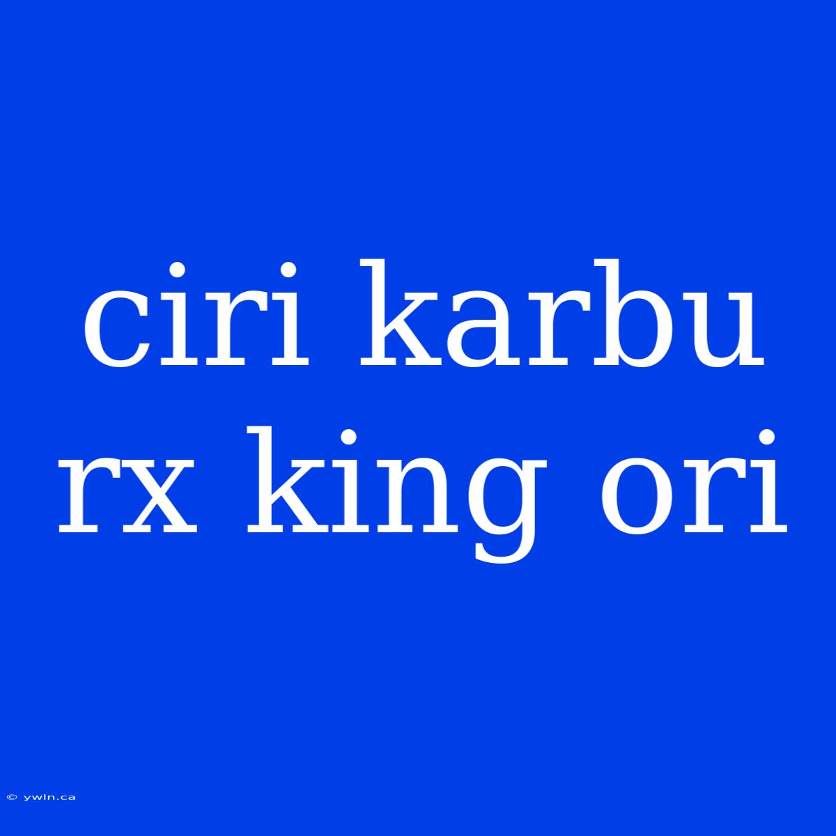 Ciri Karbu Rx King Ori