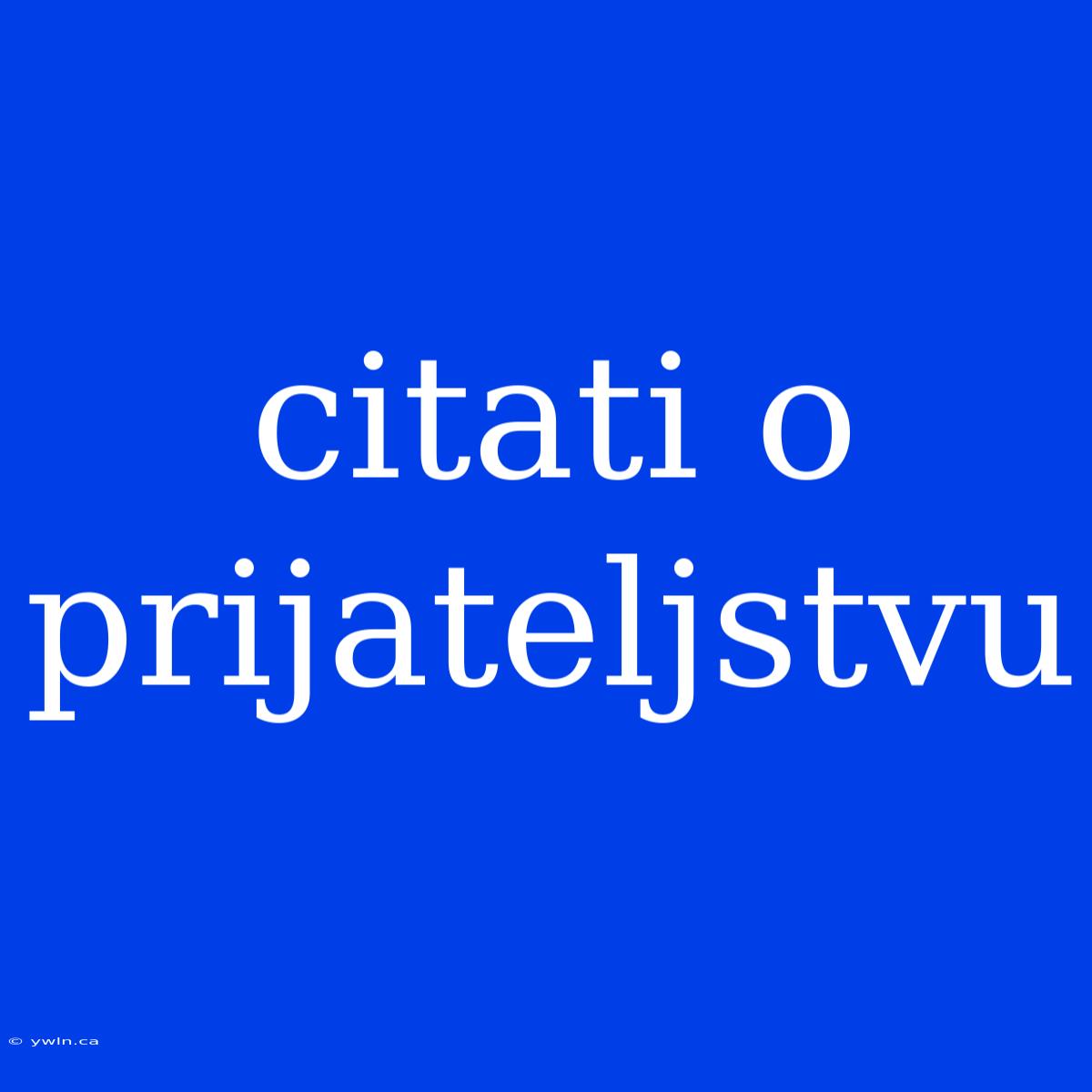 Citati O Prijateljstvu