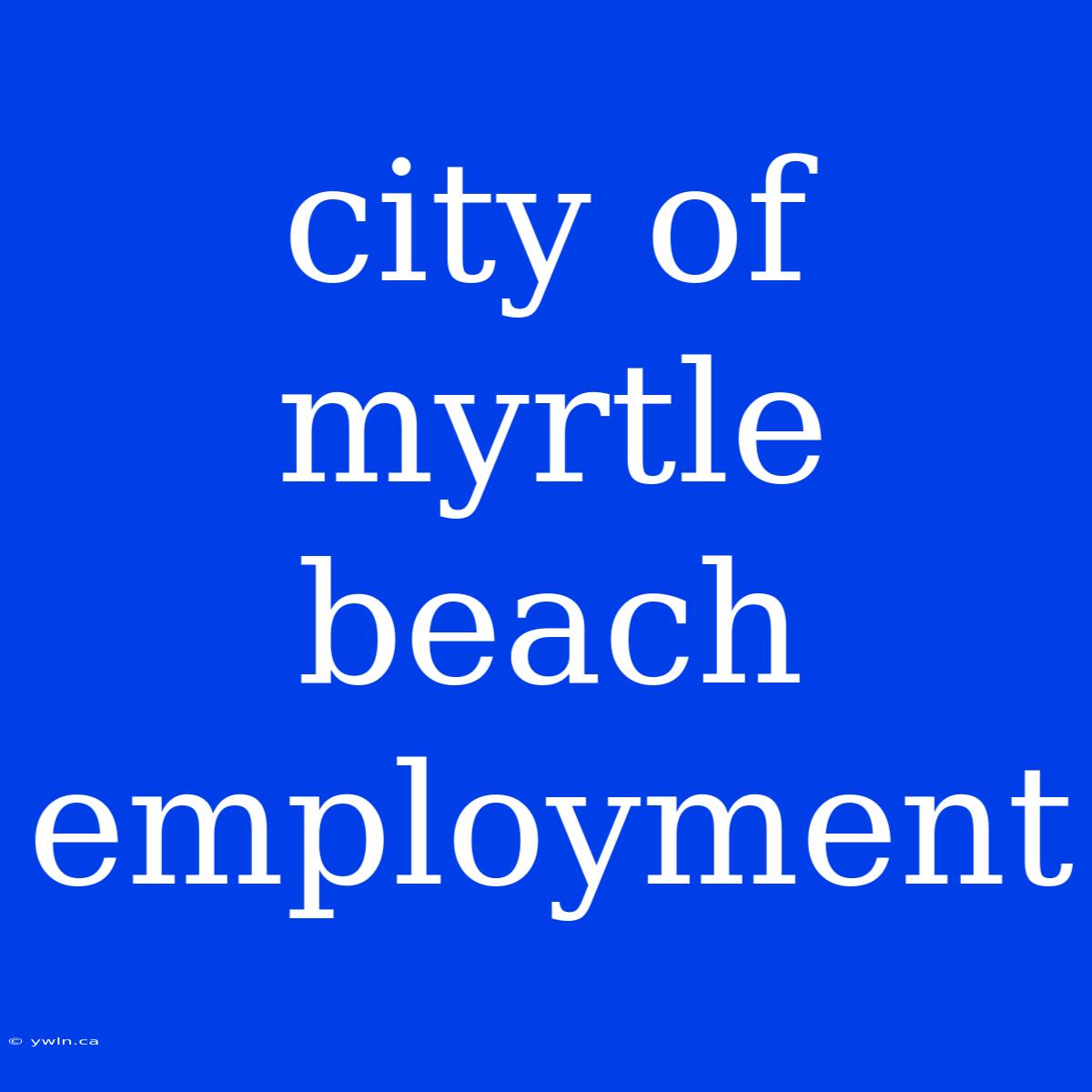 City Of Myrtle Beach Employment