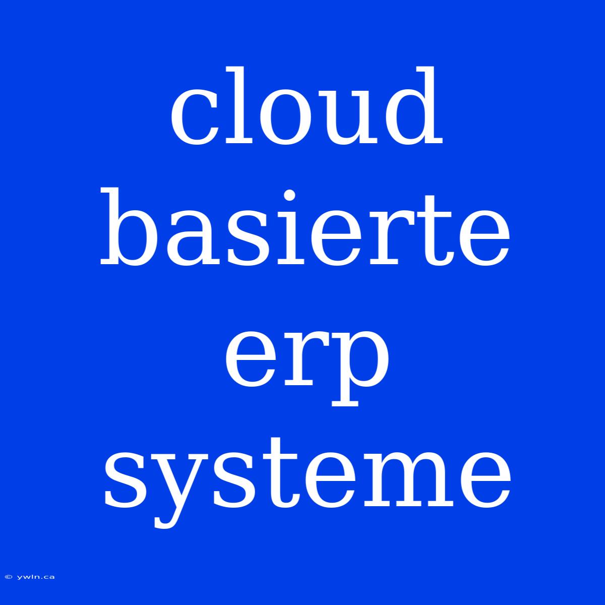 Cloud Basierte Erp Systeme