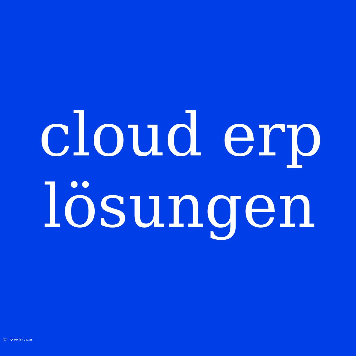 Cloud Erp Lösungen