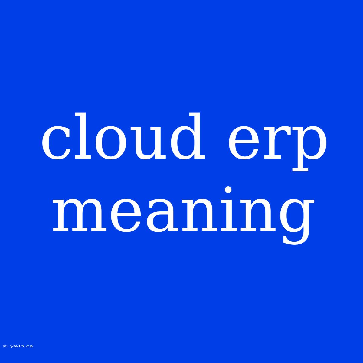 Cloud Erp Meaning