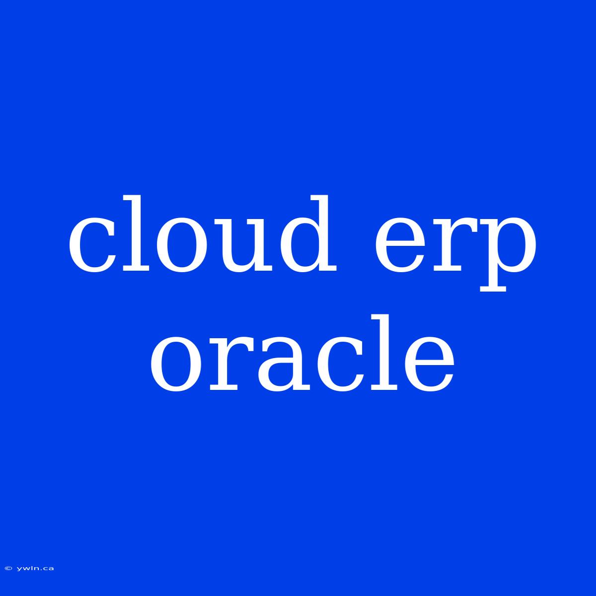 Cloud Erp Oracle