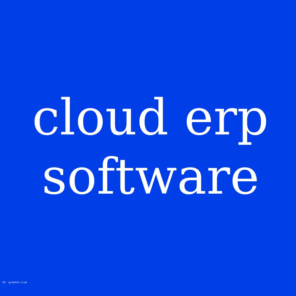 Cloud Erp Software