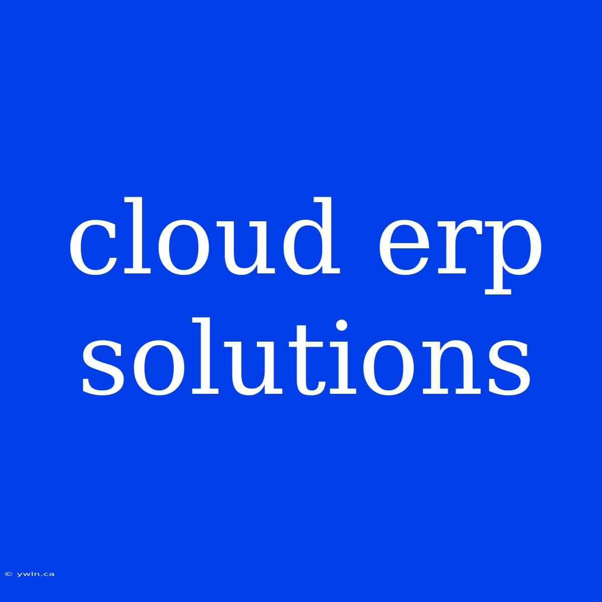 Cloud Erp Solutions