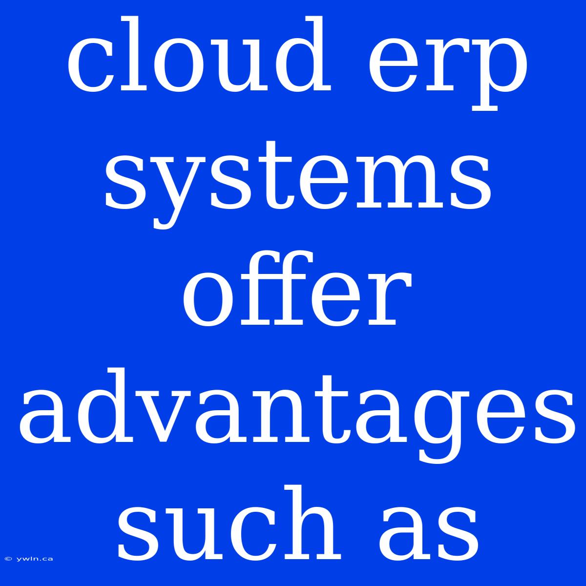 Cloud Erp Systems Offer Advantages Such As