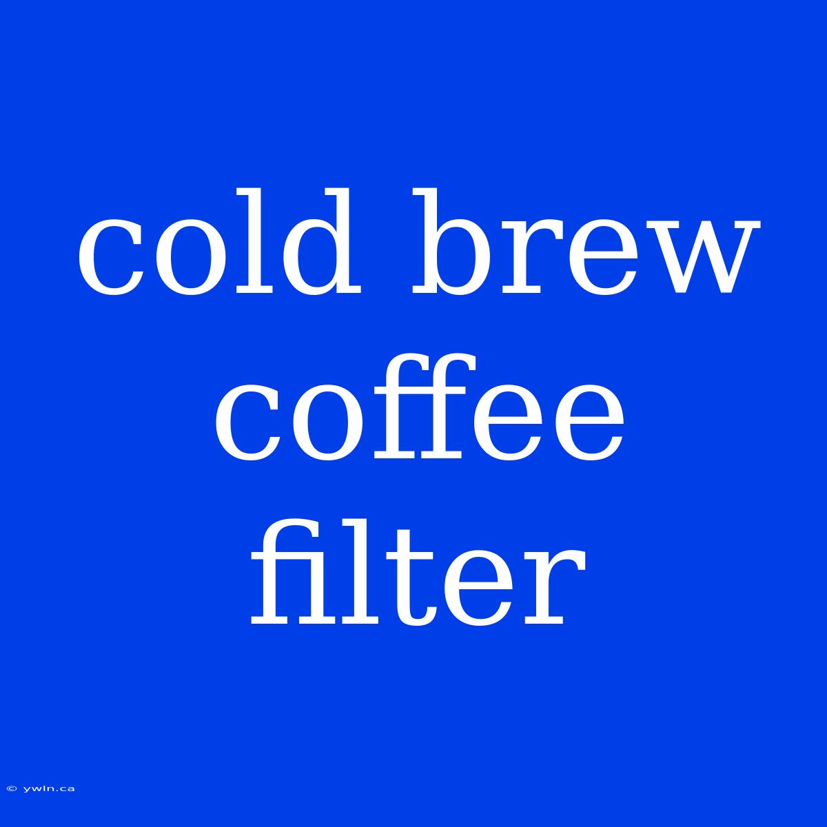 Cold Brew Coffee Filter