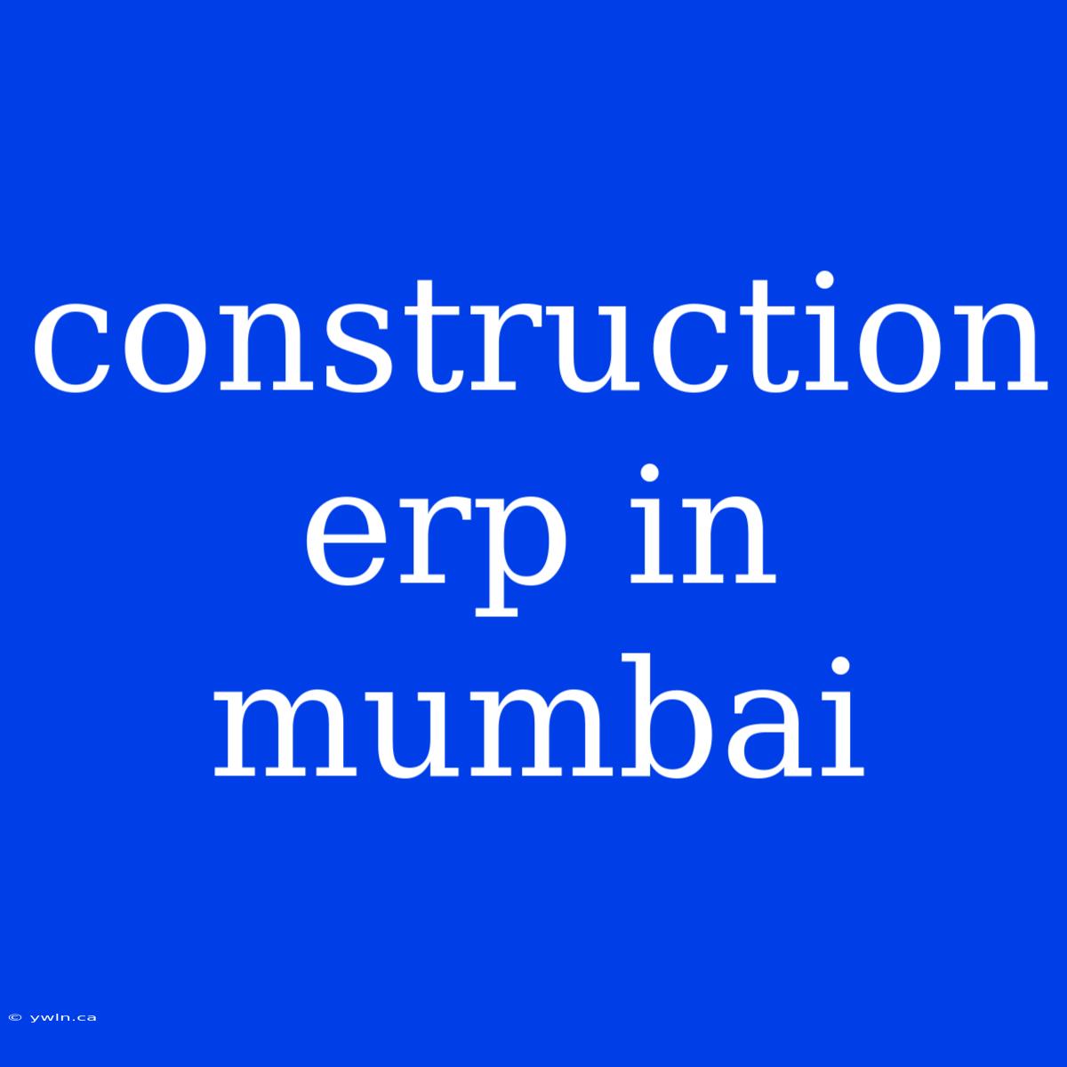 Construction Erp In Mumbai