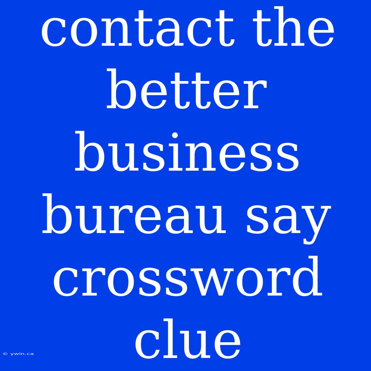 Contact The Better Business Bureau Say Crossword Clue