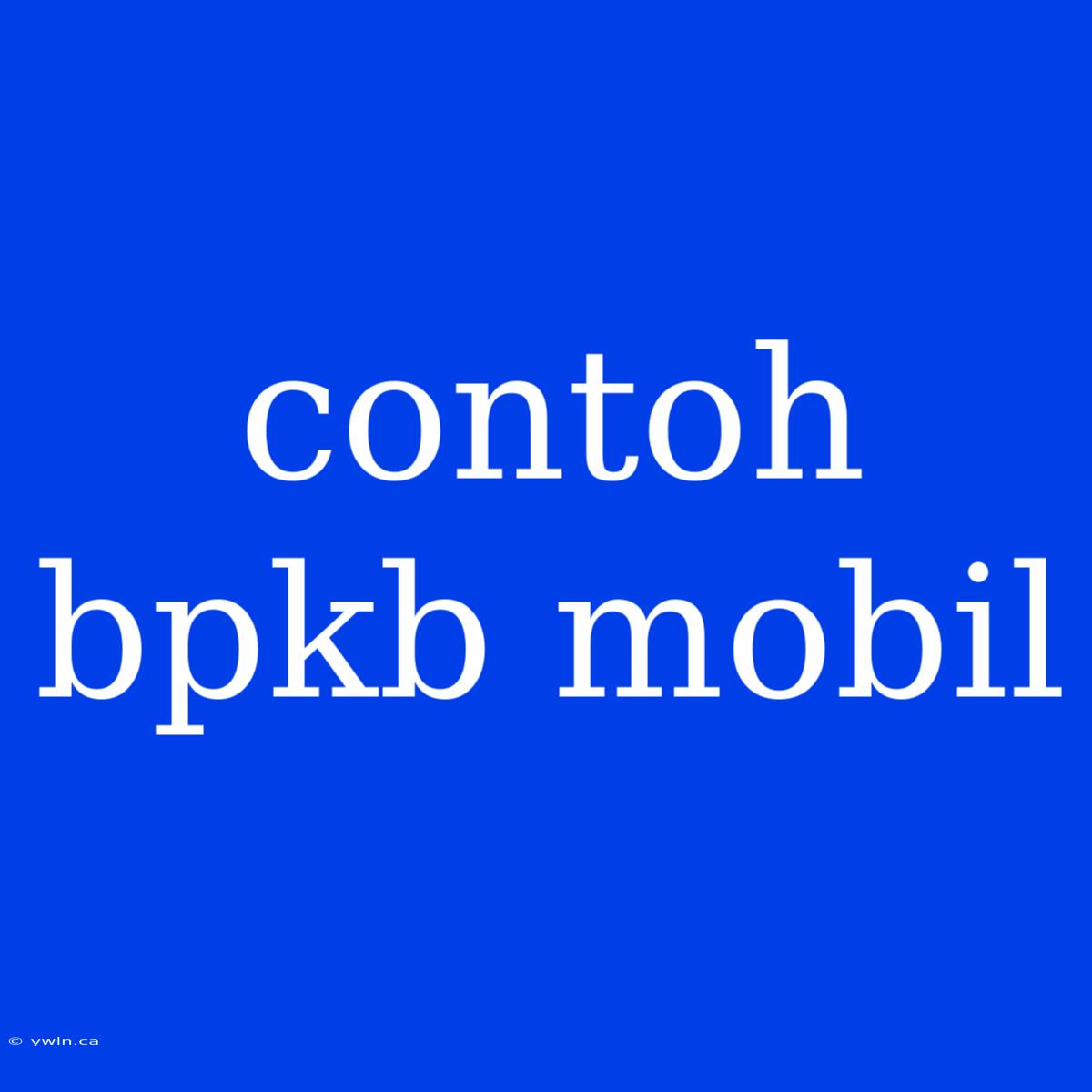 Contoh Bpkb Mobil