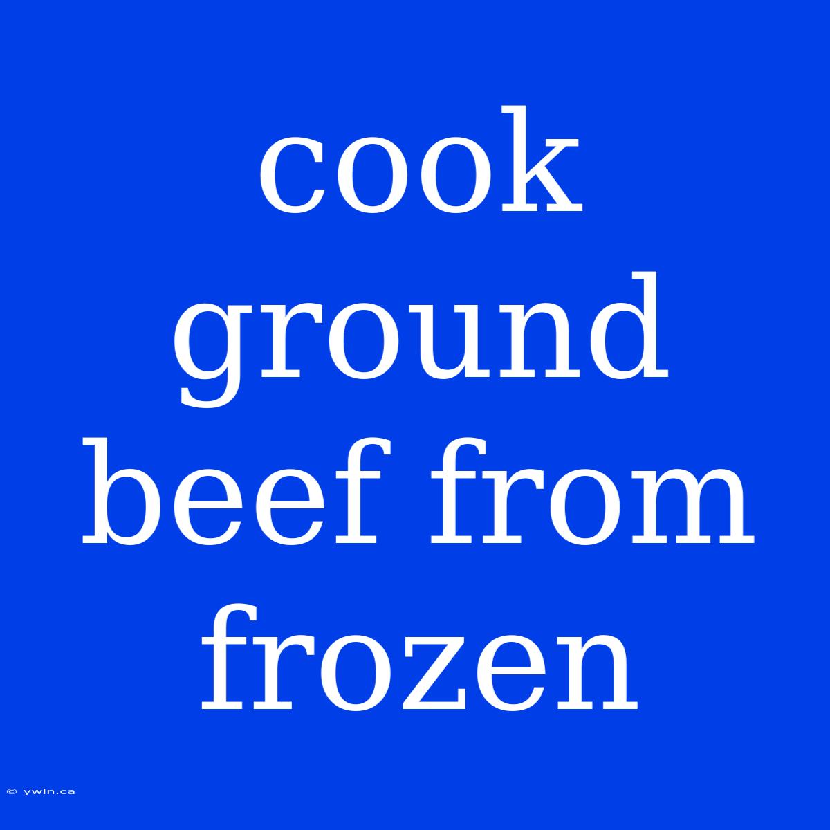 Cook Ground Beef From Frozen