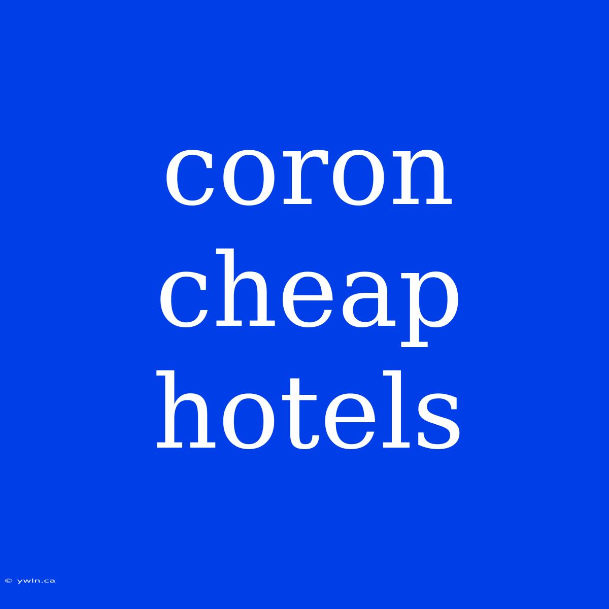 Coron Cheap Hotels