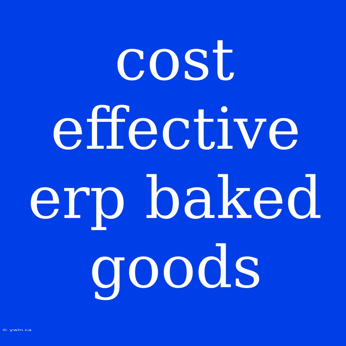 Cost Effective Erp Baked Goods