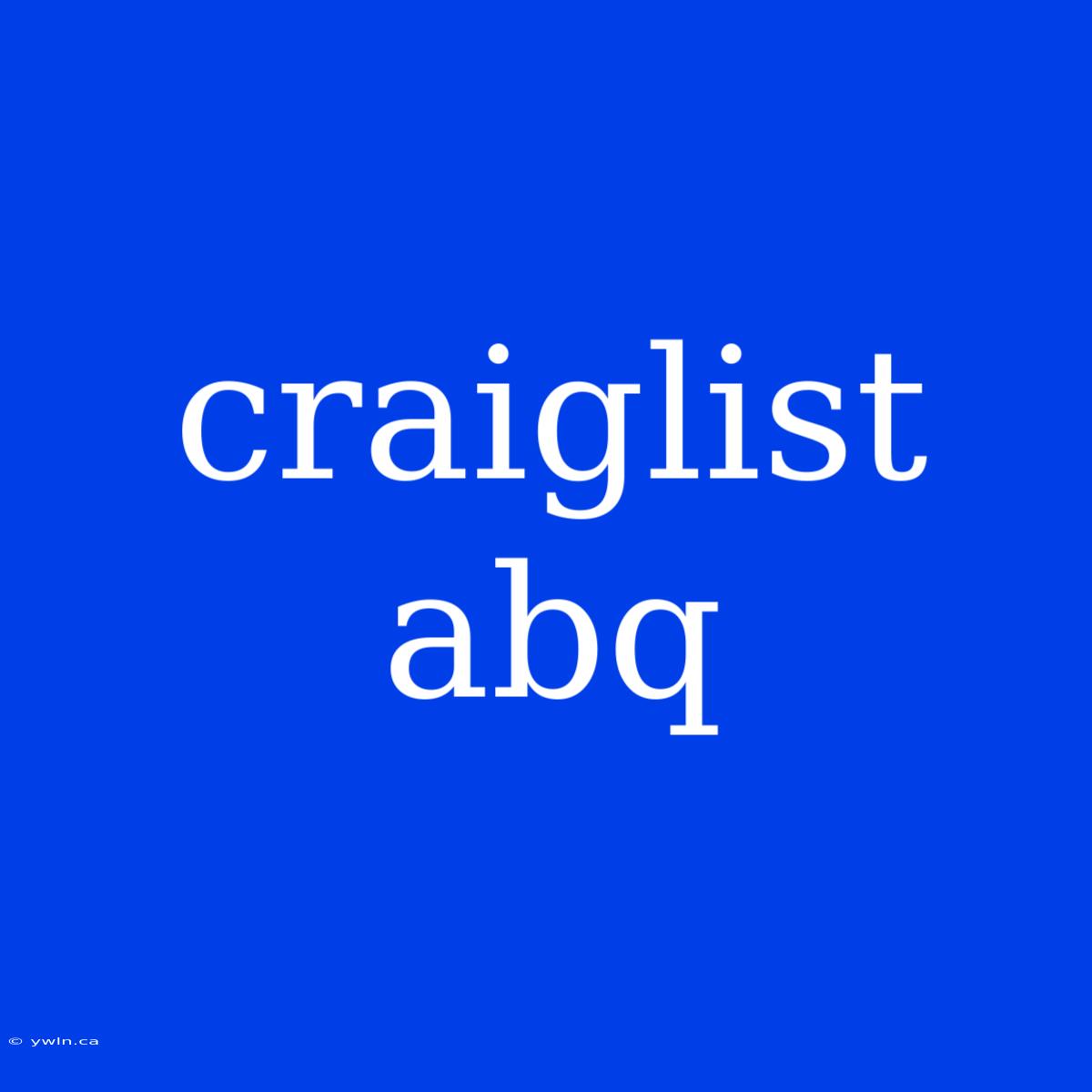 Craiglist Abq