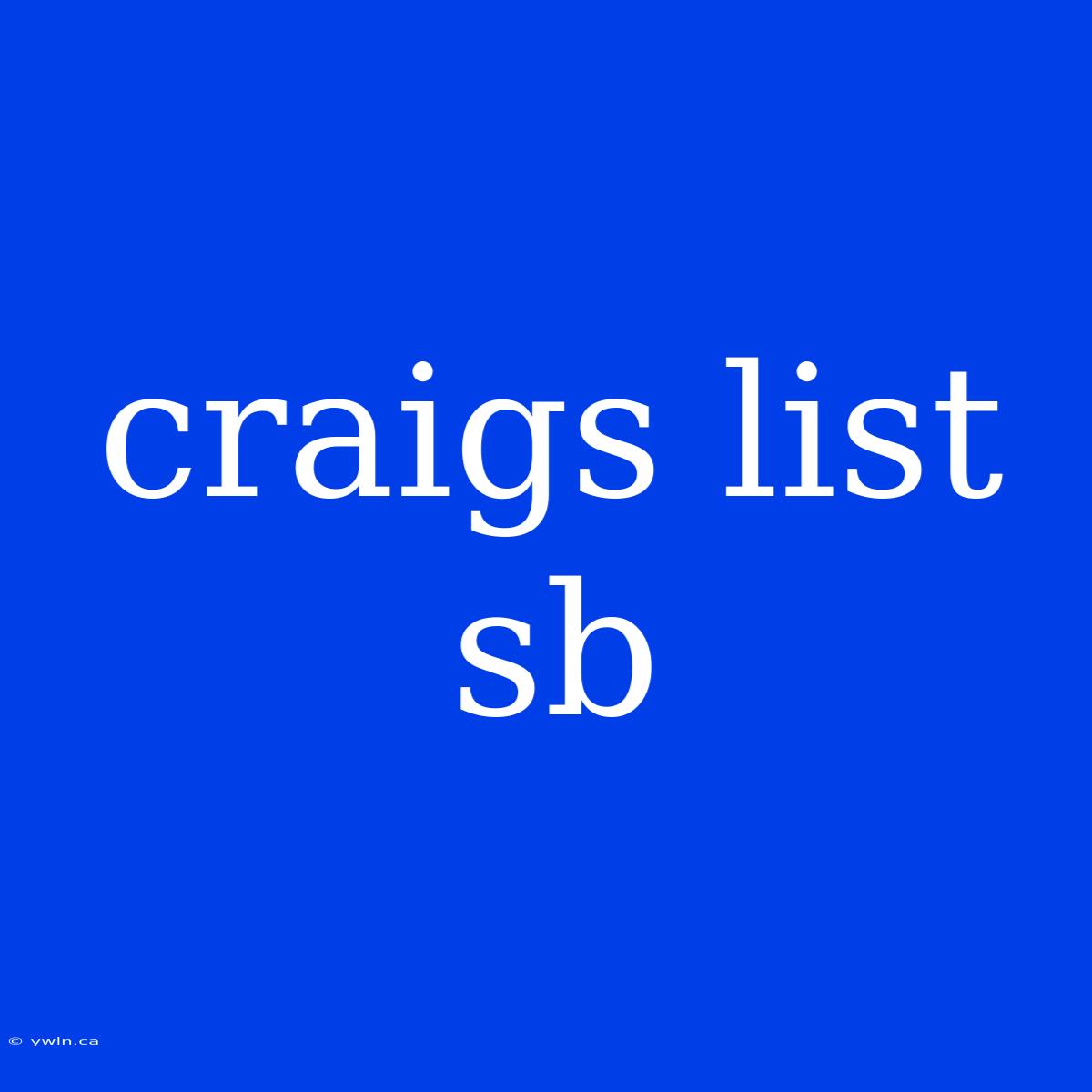 Craigs List Sb