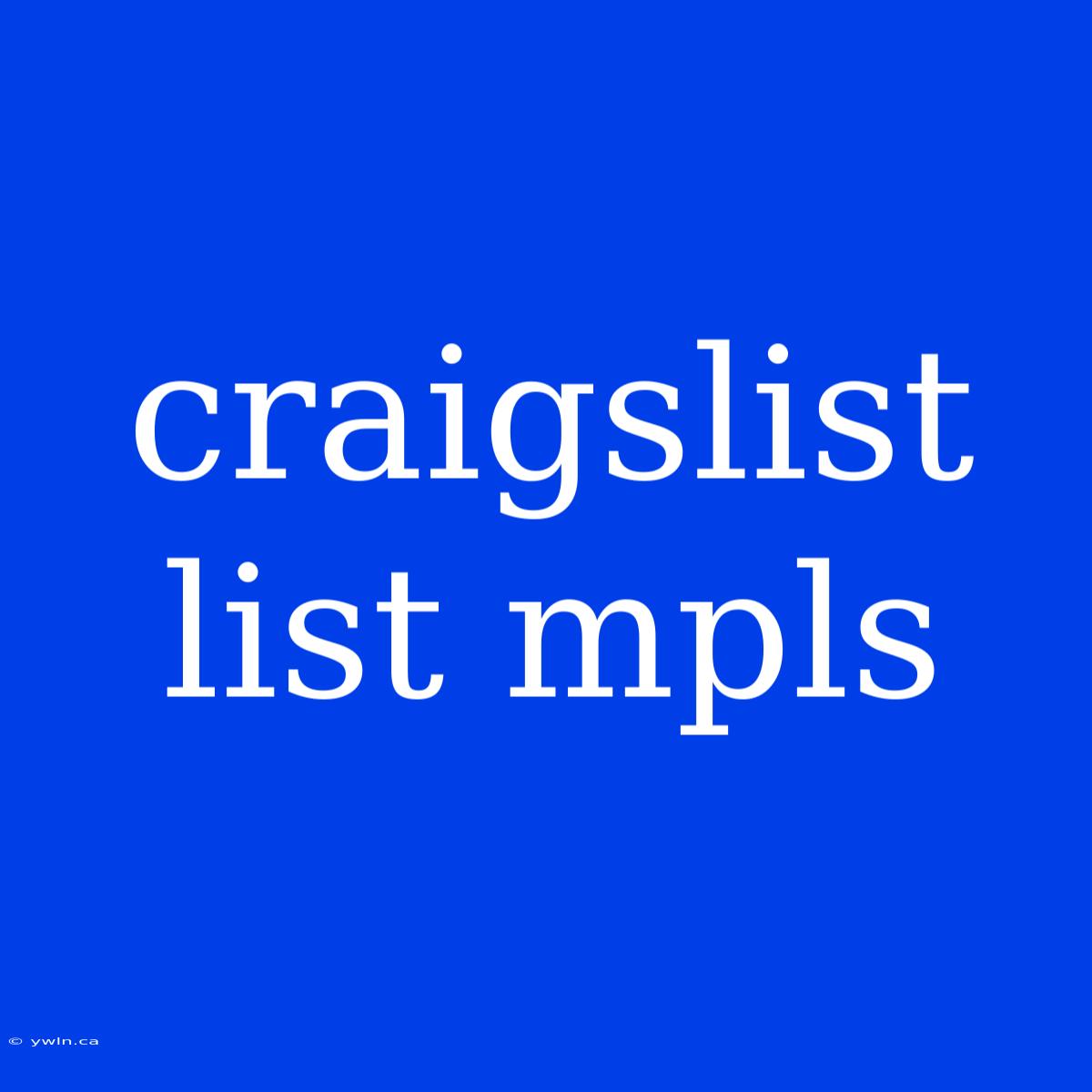 Craigslist List Mpls