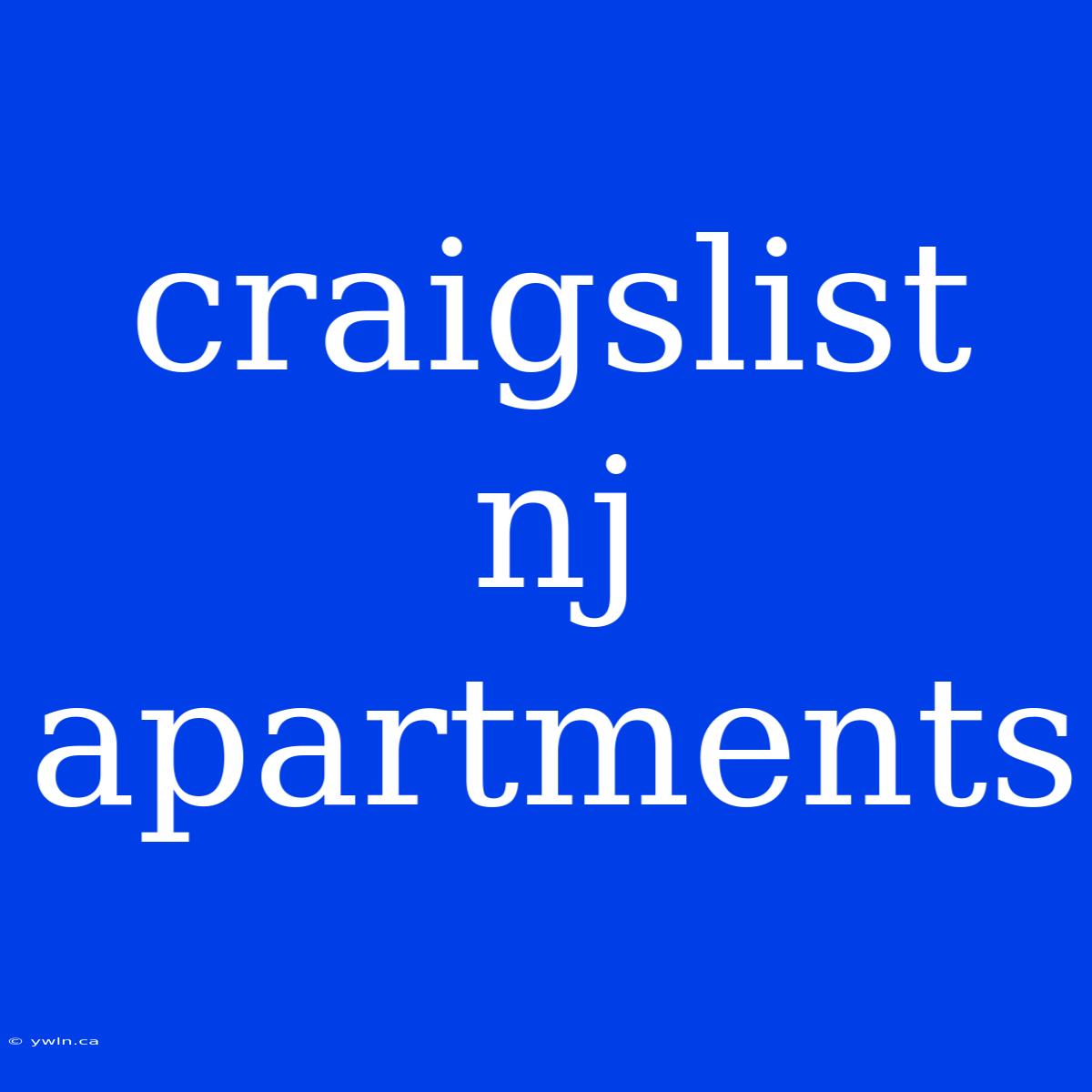 Craigslist Nj Apartments