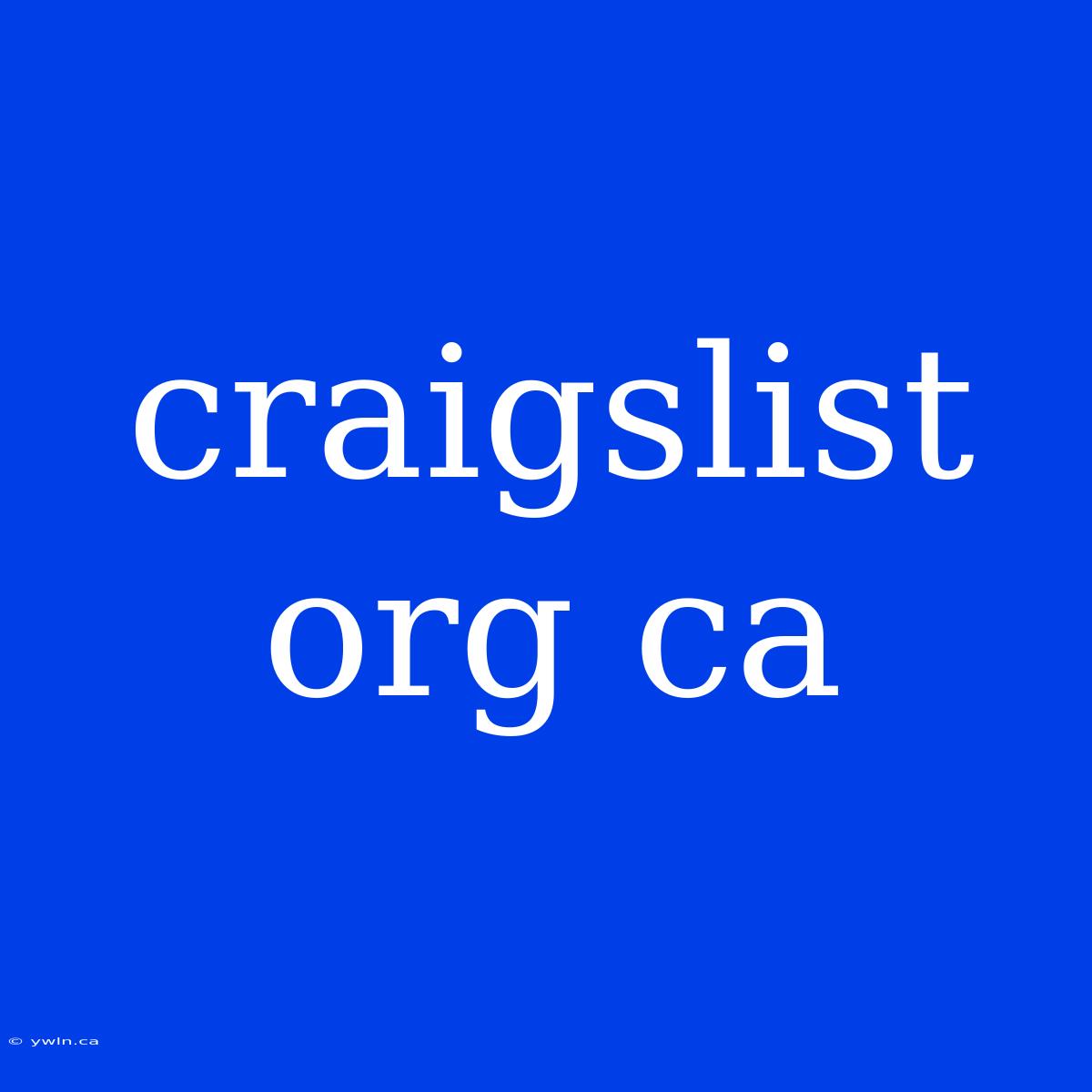 Craigslist Org Ca