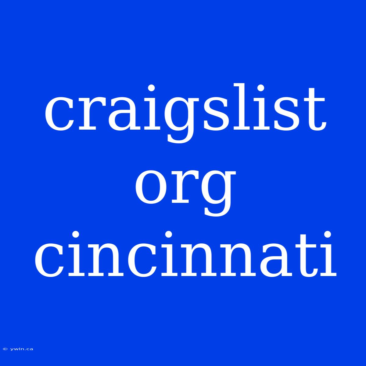 Craigslist Org Cincinnati